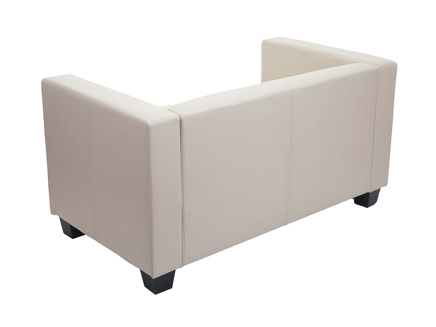 Canapé / sofa Lille, 2 places, 137x75x70cm, cuir reconstitué, crème