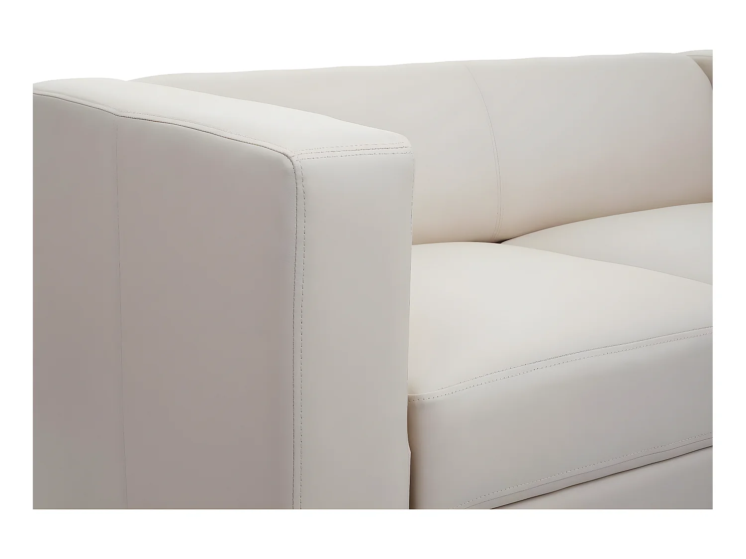 Canapé / sofa Lille, 2 places, 137x75x70cm, cuir reconstitué, crème