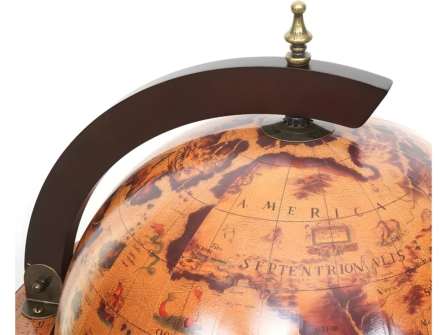 Mini bar portabottiglie carrello con ruote mappamondo decorativo HWC-T874 elegante