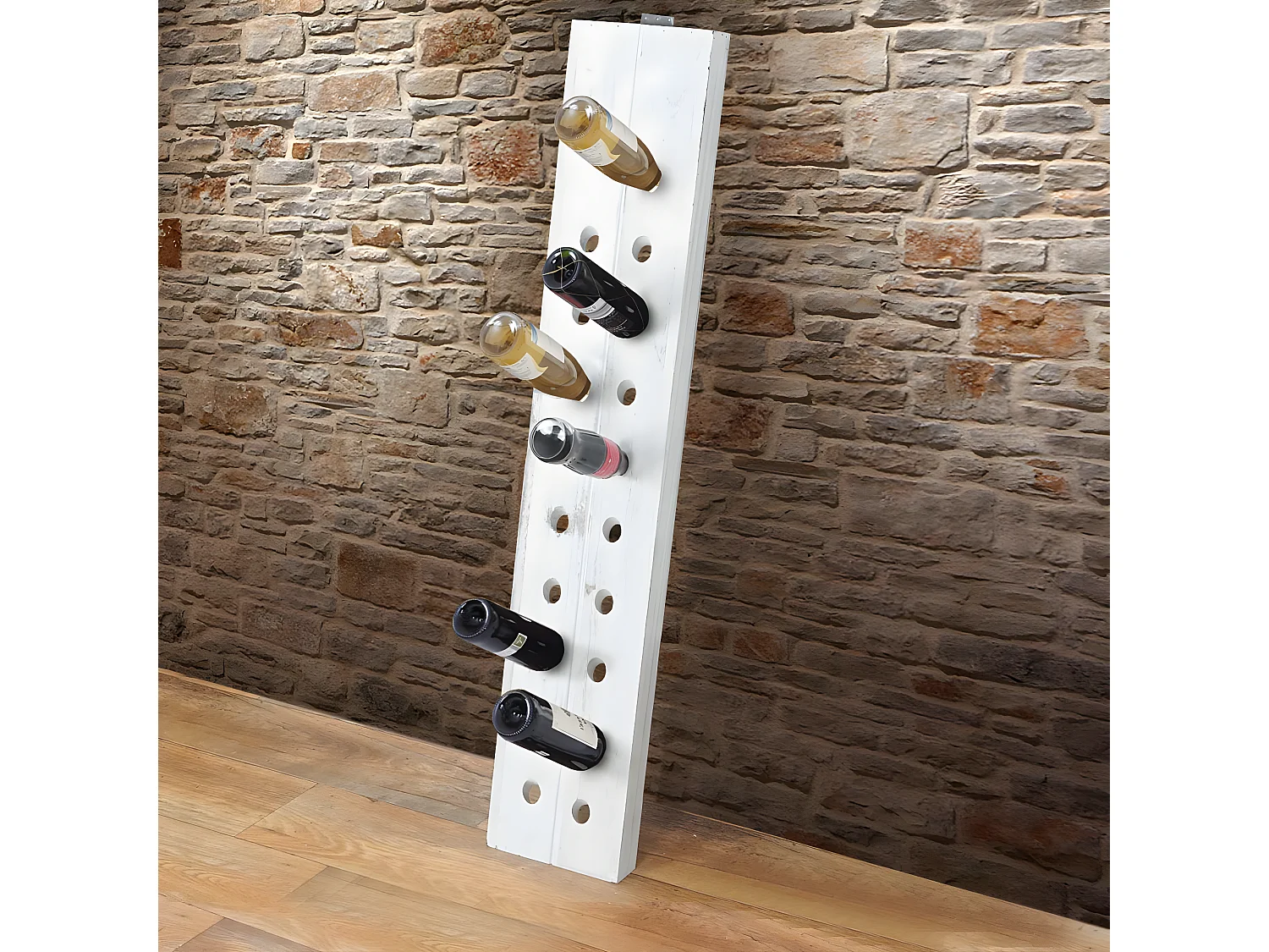 Étagère à bouteilles, étagère de décoration, plaque vibrante pour 20 bouteilles, style shabby - blanc