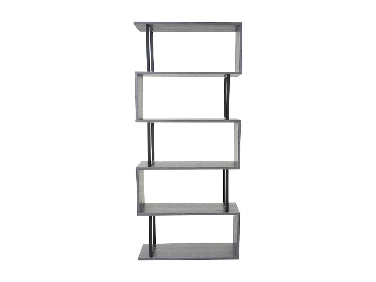 Bibliothèque HWC-A27, étagère indépendante, 183x80cm structure 3D, 5 niveaux - gris