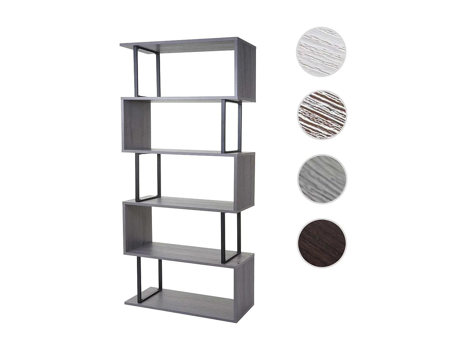 Bibliothèque HWC-A27, étagère indépendante, 183x80cm structure 3D, 5 niveaux - gris