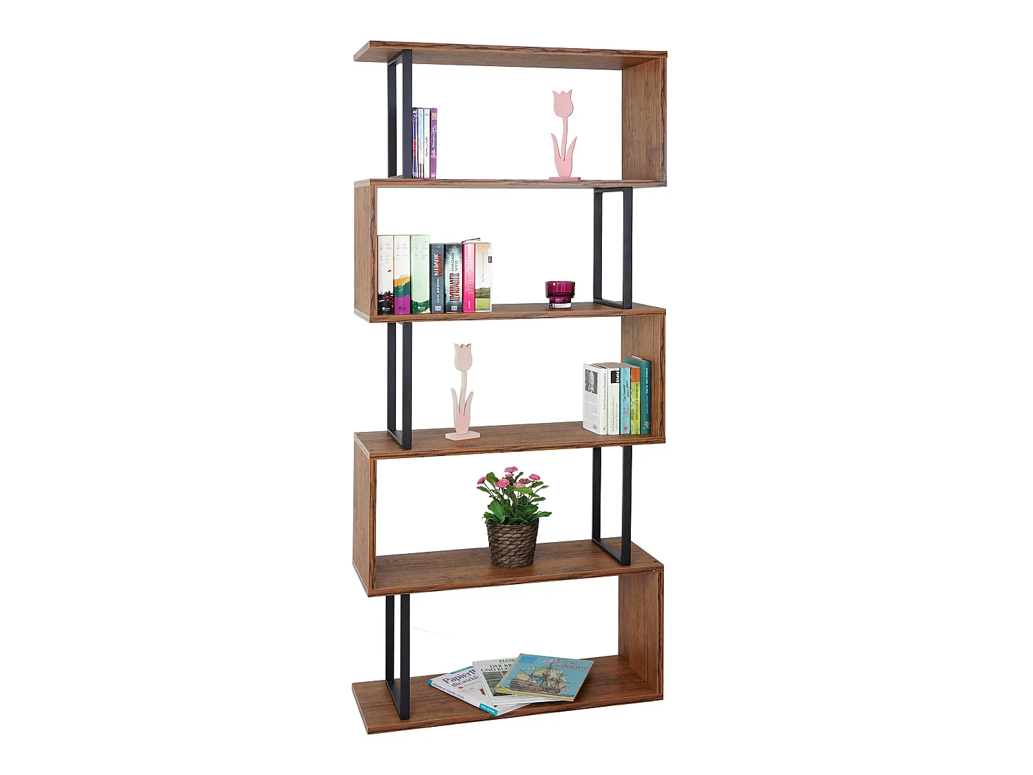 Bibliothèque Dohna, étagère independane, 183x80cm, structure 3D, 5 niveaux - chêne sauvage
