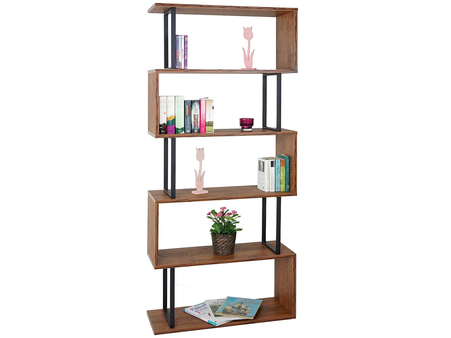 Bibliothèque Dohna, étagère independane, 183x80cm, structure 3D, 5 niveaux - chêne sauvage