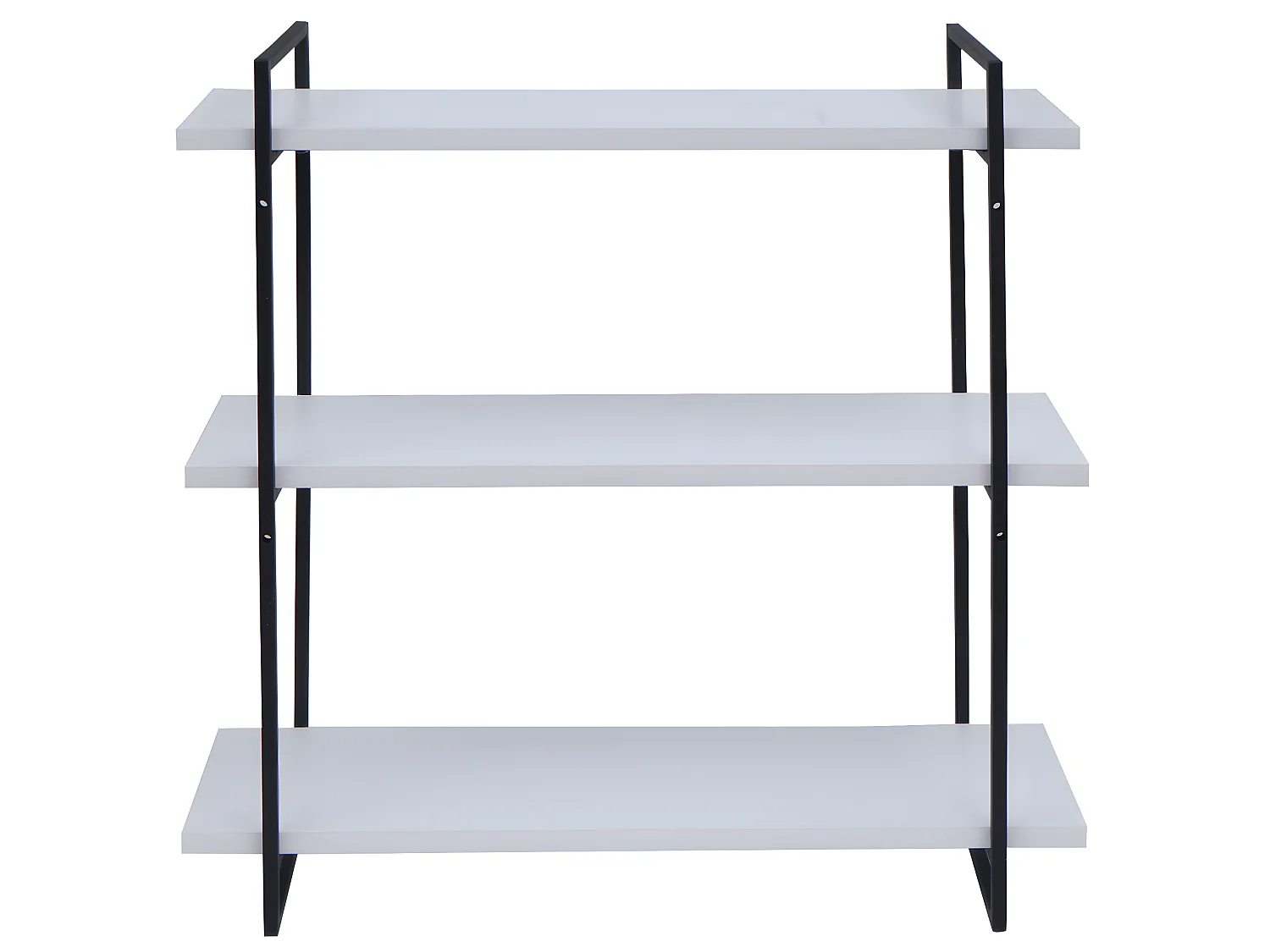 Etagère murale HWC-K78 - étagère suspendue - 3 étagères en métal massif-bois industriel 60x60x18cm - blanc - métal noir