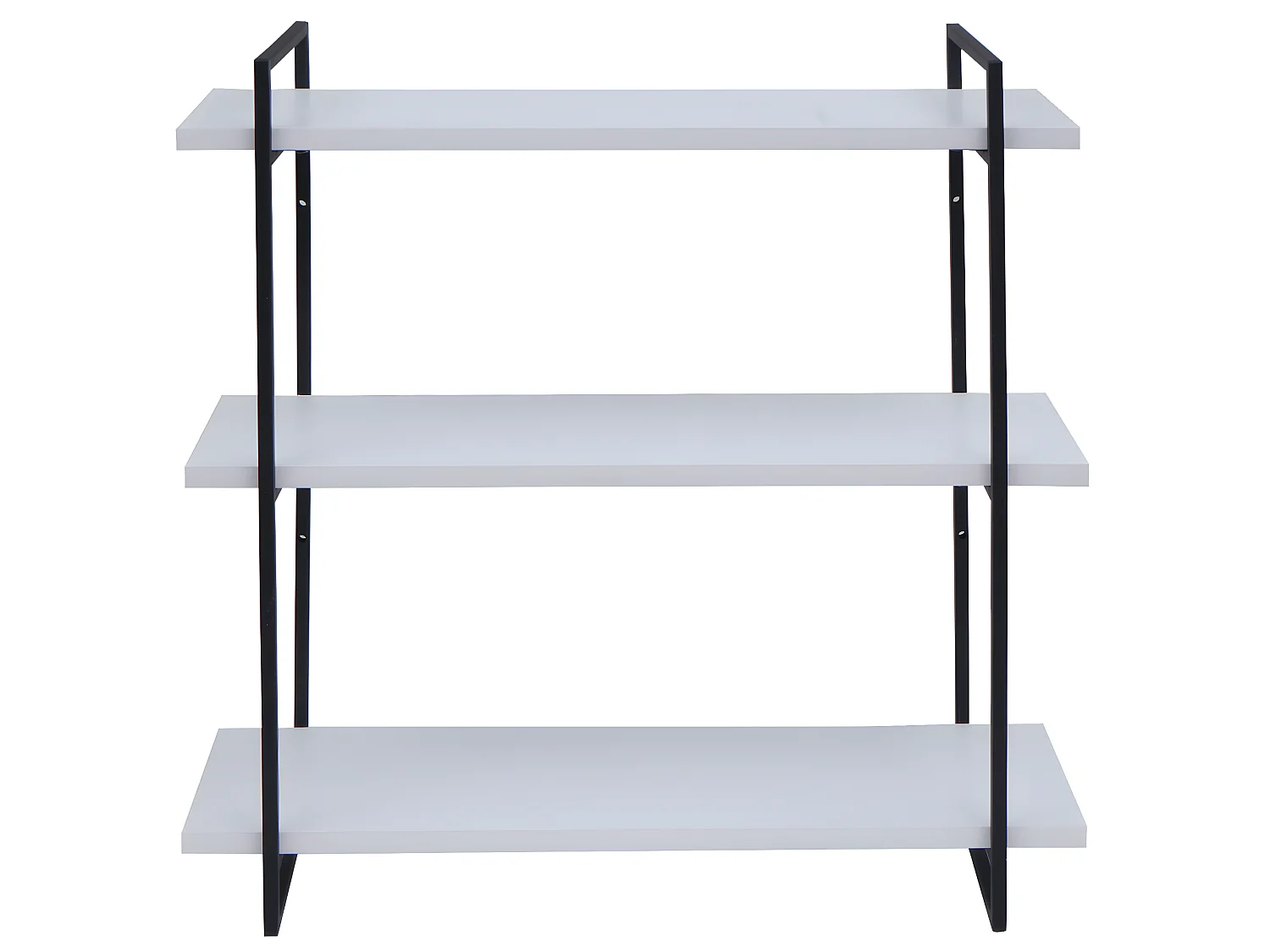 Etagère murale HWC-K78 - étagère suspendue - 3 étagères en métal massif-bois industriel 60x60x18cm - blanc - métal noir
