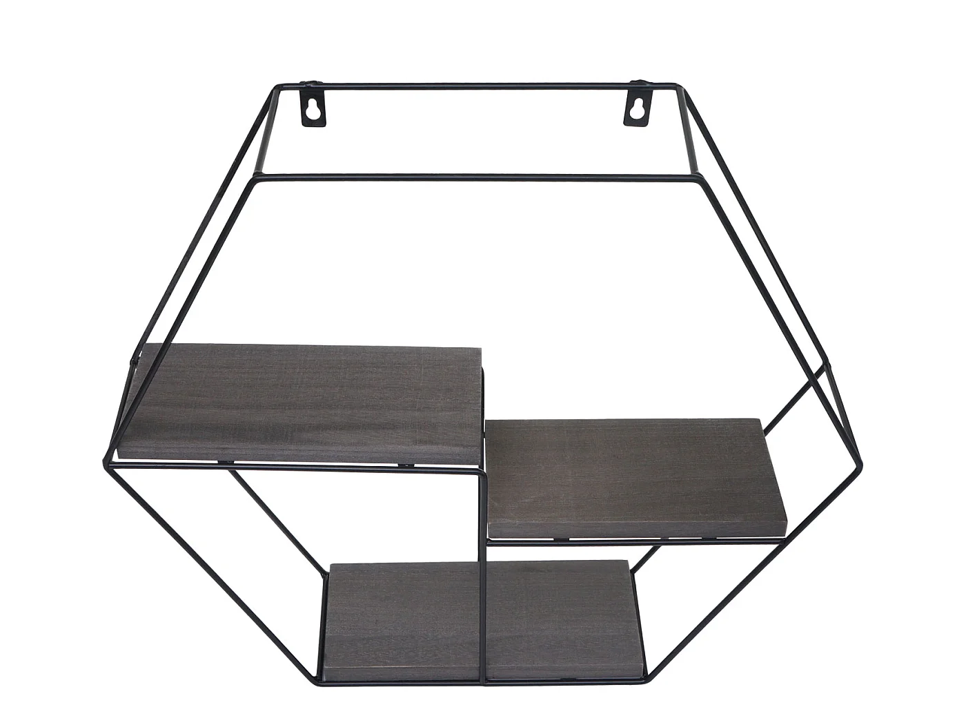 Étagère murale HWC-K76 - Étagère suspendue Étagère flottante - 3 étagères Métal massif-bois industriel 43x49x11cm - gris foncé