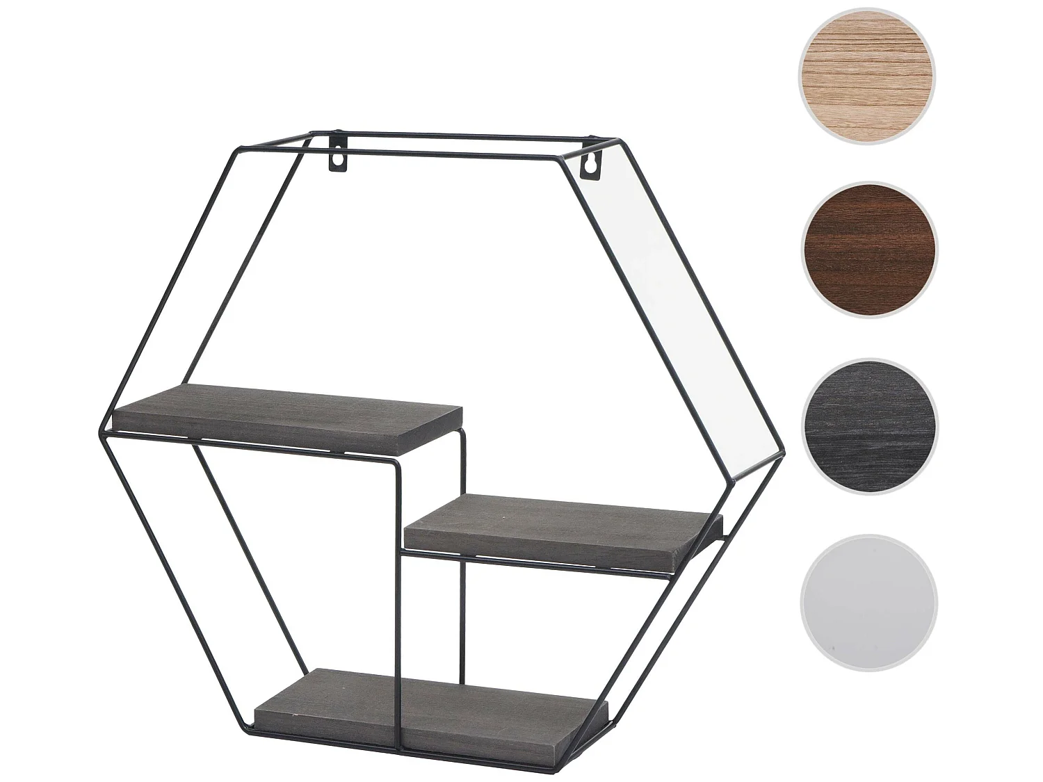 Étagère murale HWC-K76 - Étagère suspendue Étagère flottante - 3 étagères Métal massif-bois industriel 43x49x11cm - gris foncé