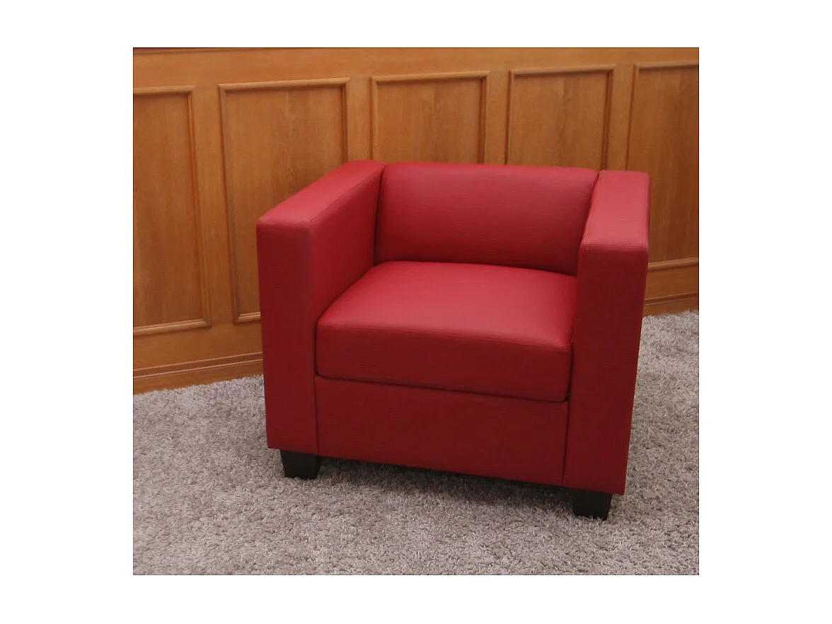 Salon 3-2-1, garniture de canapés / lounge Lille - cuir, rouge