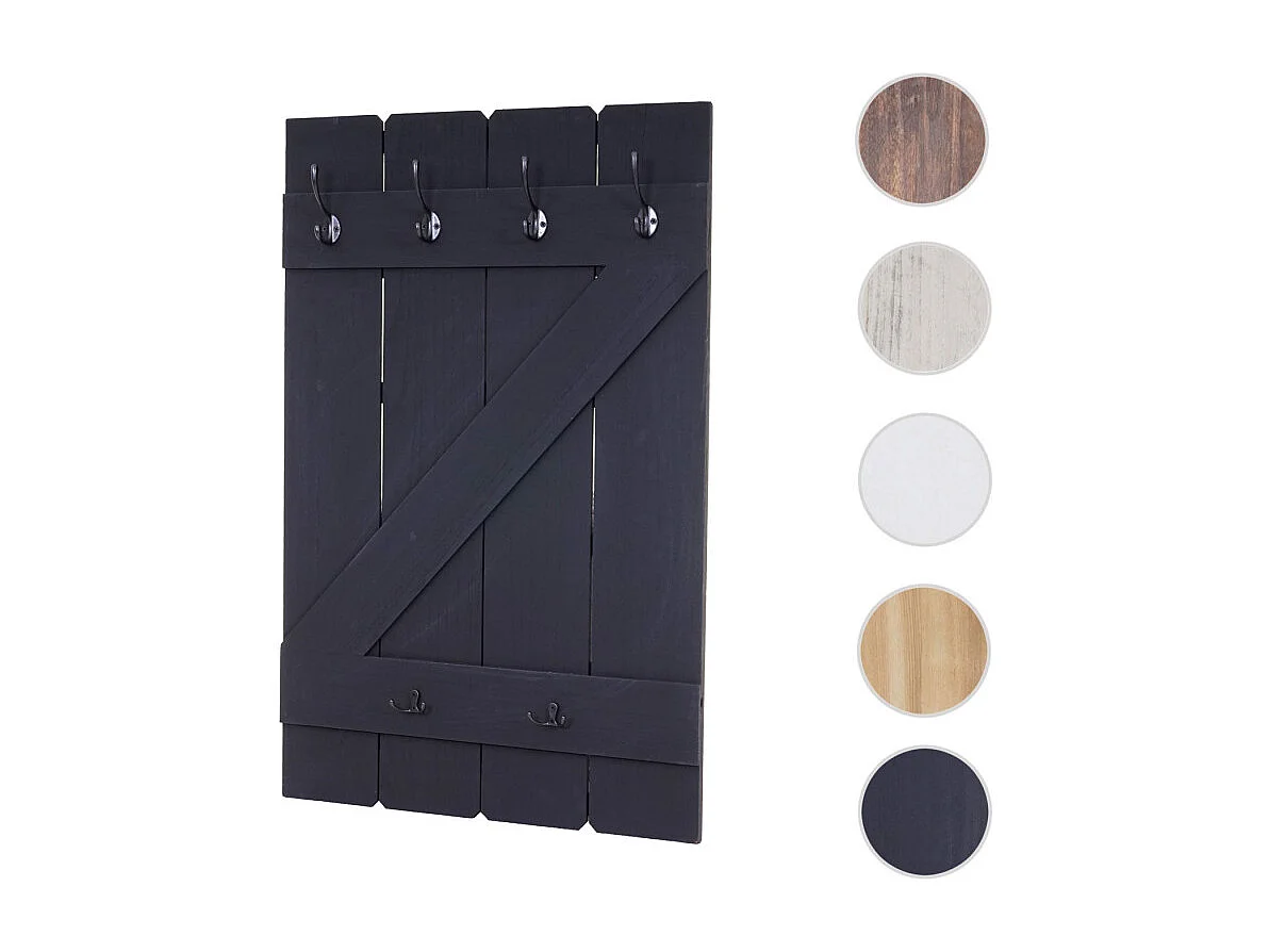 Garde-robe murale HWC-D13, étagère de suspension, planche vestiaire, 6 crochets 91x60cm - laqué blanc