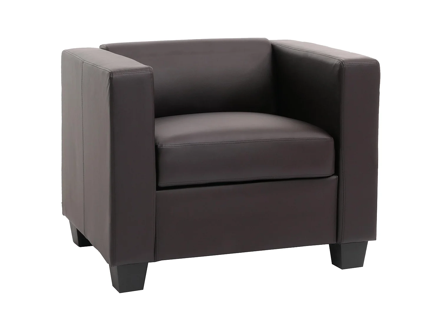 Fauteuil Club / Lounge Lille, 86x75x70cm, simili-cuir, café