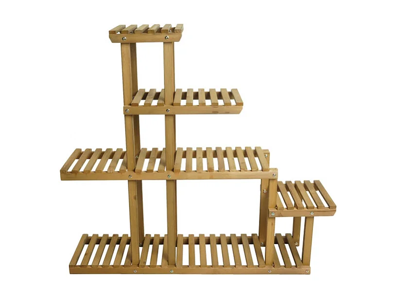 Étagère à plantes HWC-L71 - Étagère à fleurs - 5 étagères - 95x105x25cm Outdoor Sapin Bois MVG - brun