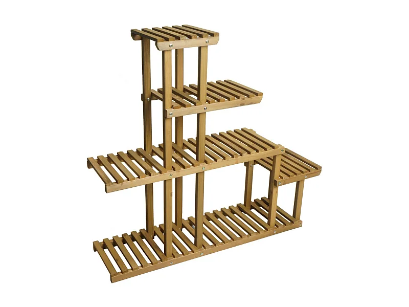 Étagère à plantes HWC-L71 - Étagère à fleurs - 5 étagères - 95x105x25cm Outdoor Sapin Bois MVG - brun