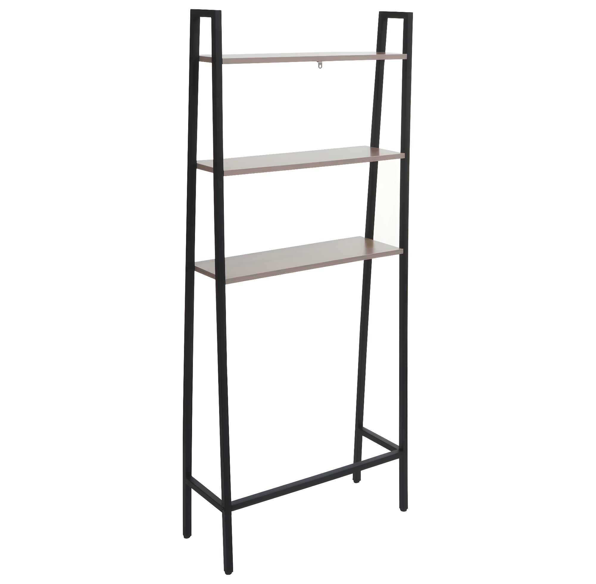 Scaffale da parete 3 ripiani portaoggetti lavatrice bagno HWC-K82  155x64x25cm ferro verniciato legno grigio marrone