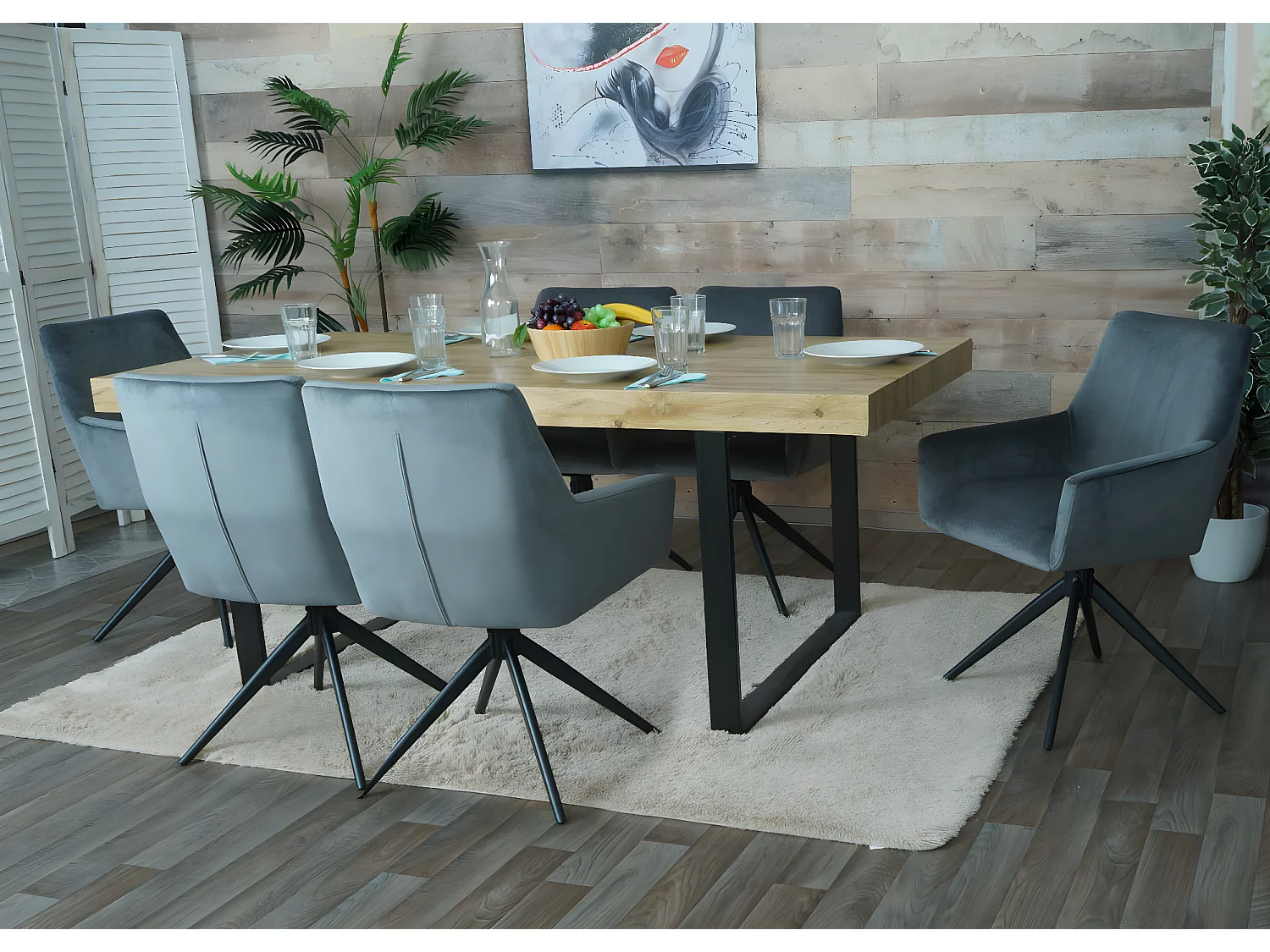 Lot de 2 chaises de salle à manger HWC-L91, chaise de cuisine accoudoir pivotant Auto-Position tissu/textile ~ gris foncé