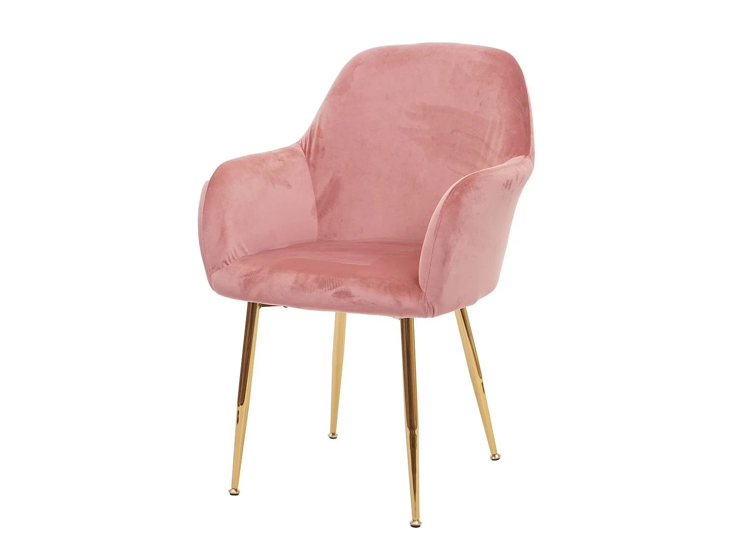 Chaise de salle à manger HWC-F18, chaise de cuisine, design rétro - velours vieux rose, pieds dorés