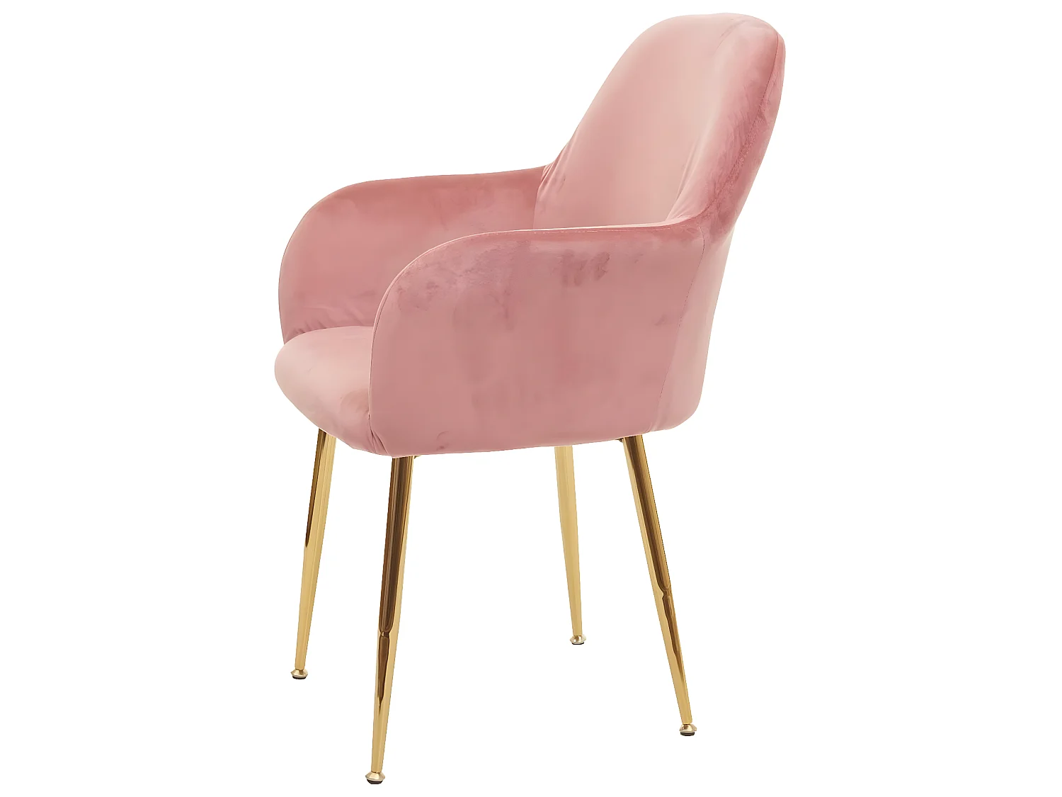 Chaise de salle à manger HWC-F18, chaise de cuisine, design rétro - velours vieux rose, pieds dorés