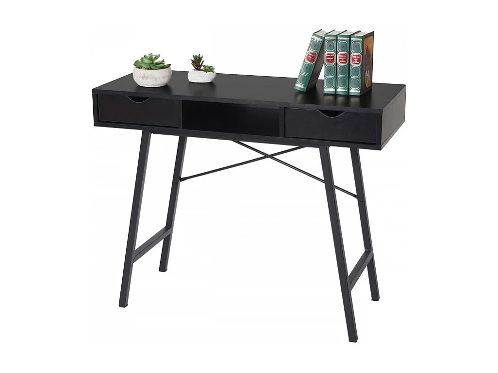 Table console HWC-E92, table de rangement table d'appoint, structure 3D 100x40cm - noir