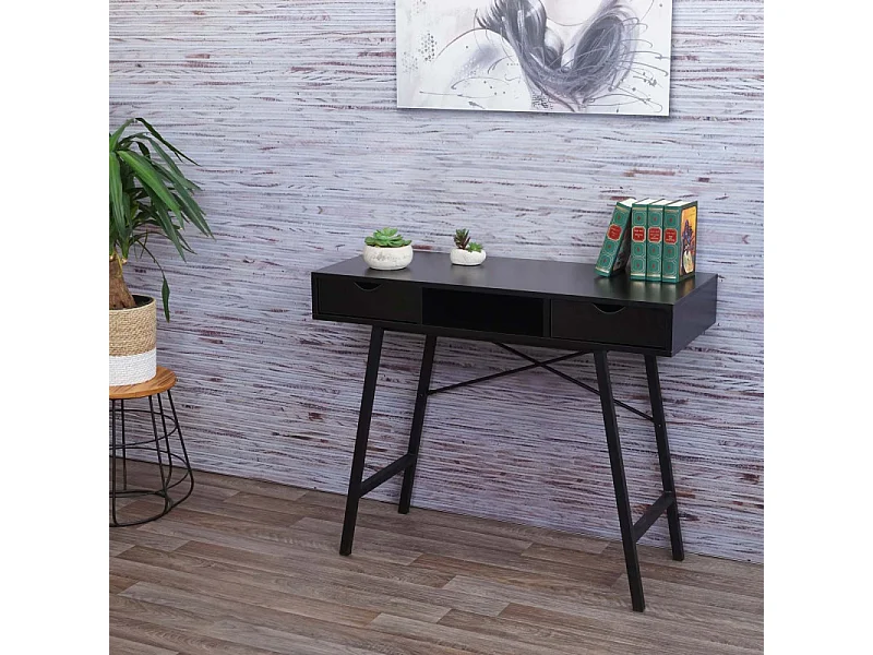 Table console HWC-E92, table de rangement table d'appoint, structure 3D 100x40cm - noir