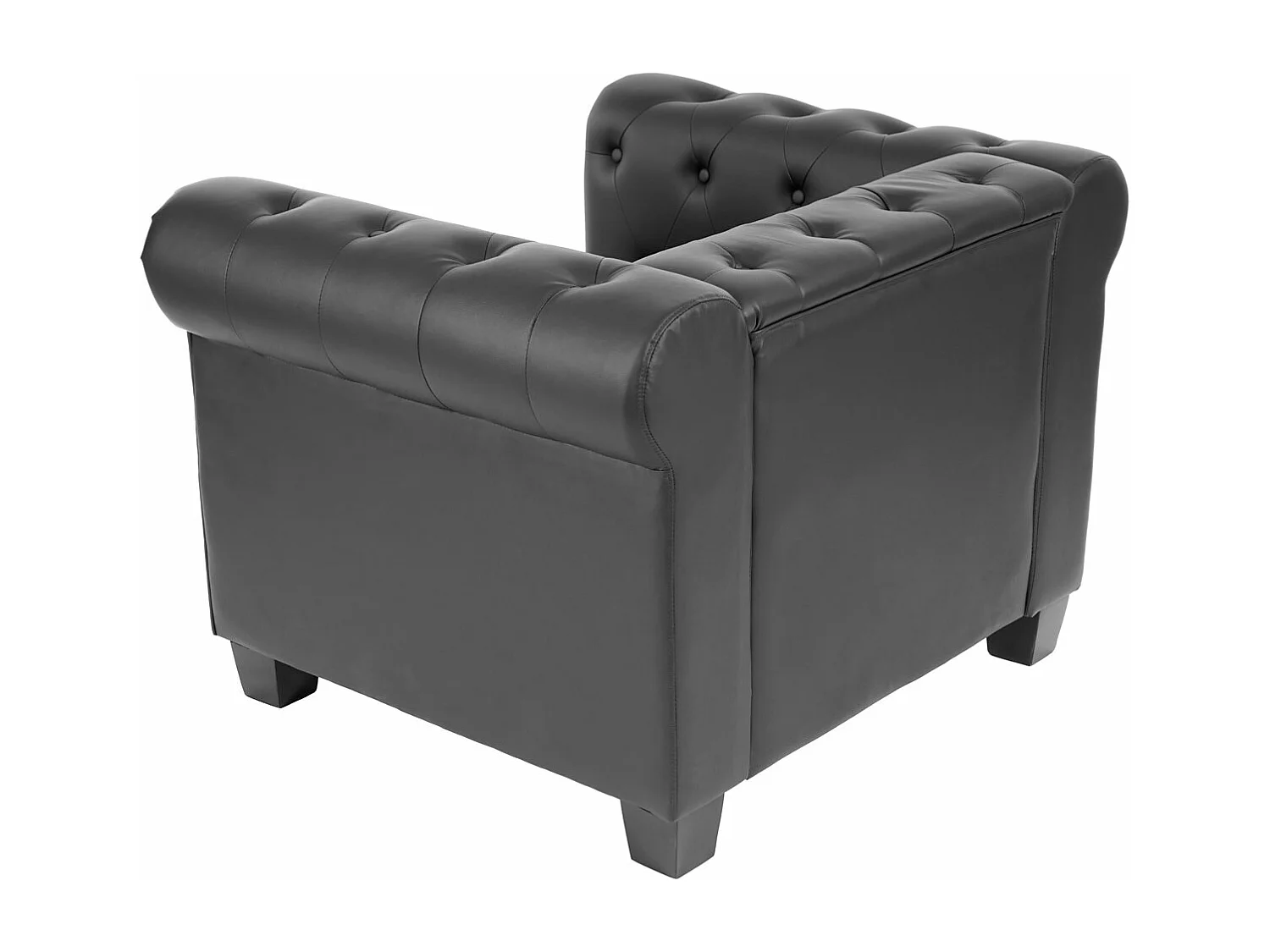Fauteuil de luxe lounge relax Chesterfield similicuir - pieds carrés, noir