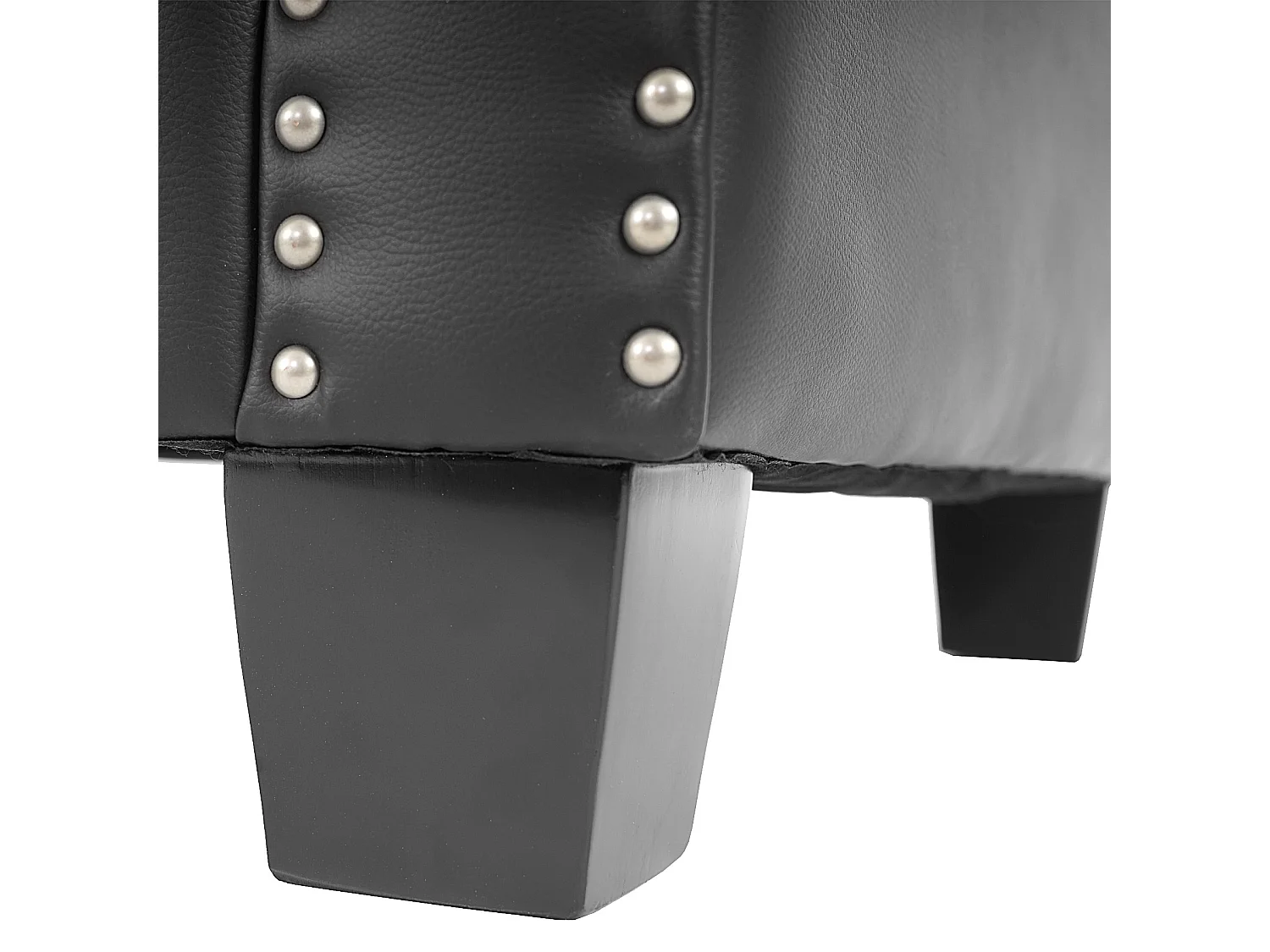 Fauteuil de luxe lounge relax Chesterfield similicuir - pieds carrés, noir
