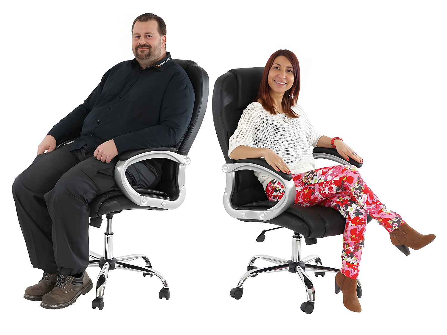 Fauteuil de bureau américain Boston XXL, charge 150kg, similicuir - noir