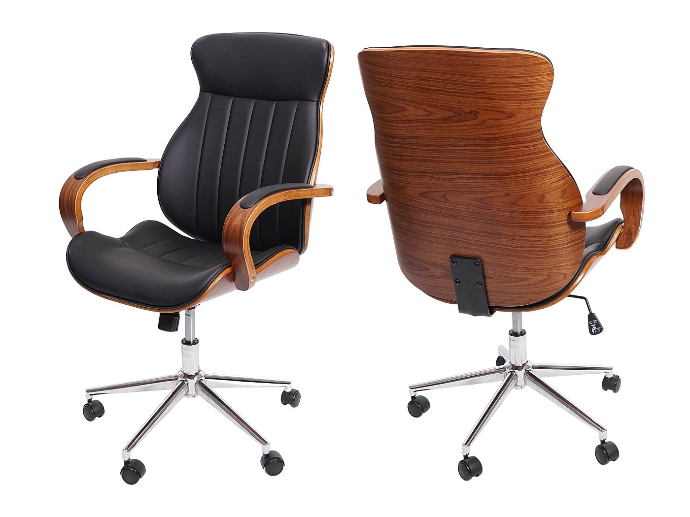 Sedia Girevole Regolabile HWC-H46 Design Elegante Legno Curvo Tessuto Grigio Scuro