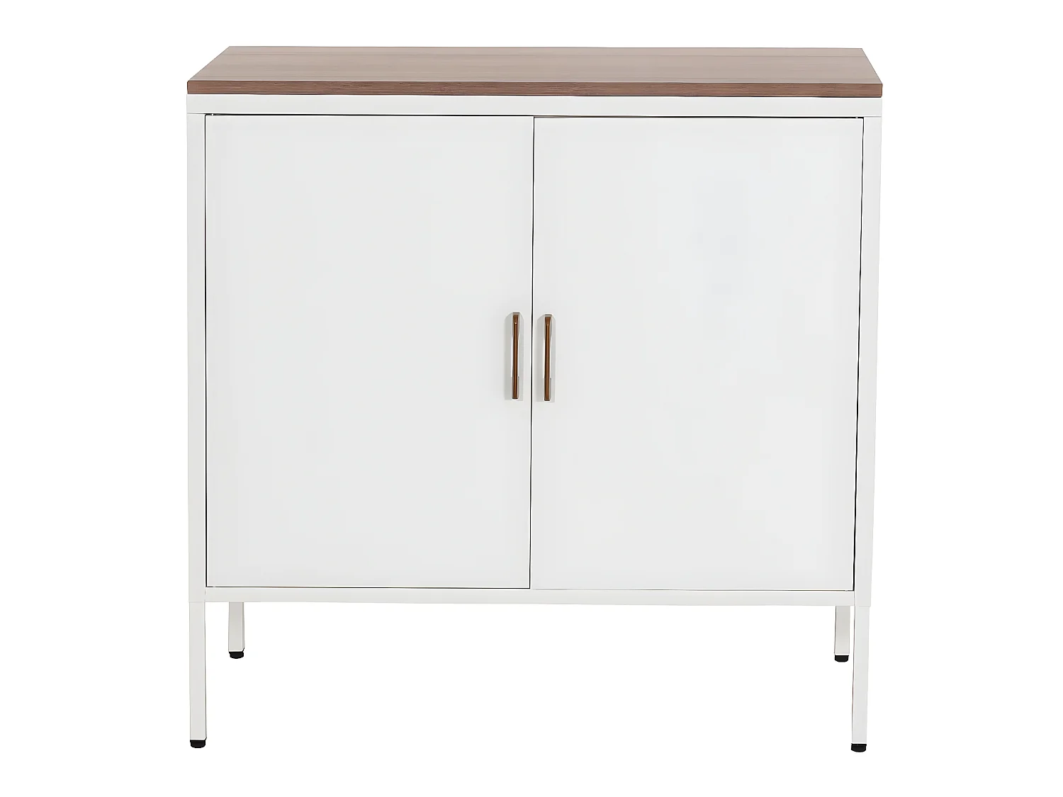 Commode HWC-L84, Armoire Buffet, 2 portes métal 90x90x40cm, mélaminé ~ blanc