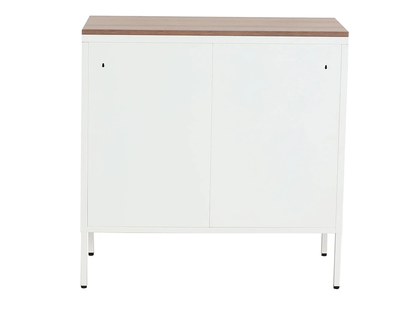 Commode HWC-L84, Armoire Buffet, 2 portes métal 90x90x40cm, mélaminé ~ blanc