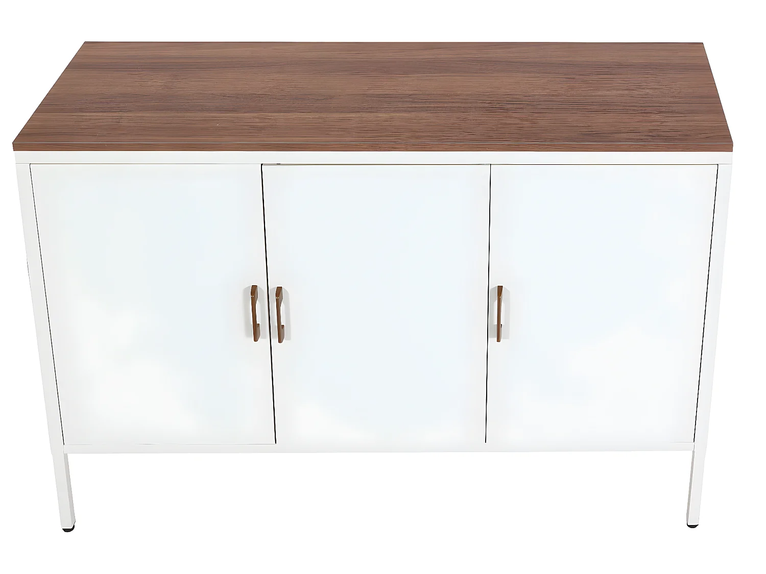 Commode HWC-L84, Sideboard Armoire Buffet, 3 portes métal 90x120x40cm, mélaminé ~ blanc