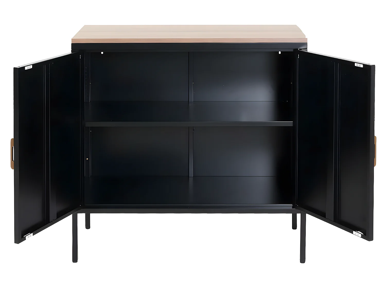 Commode HWC-L84, Armoire Buffet, 2 portes métal 90x90x40cm, mélaminé ~ noir