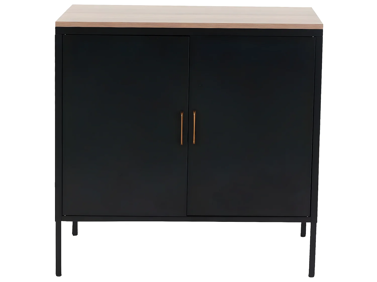 Commode HWC-L84, Armoire Buffet, 2 portes métal 90x90x40cm, mélaminé ~ noir