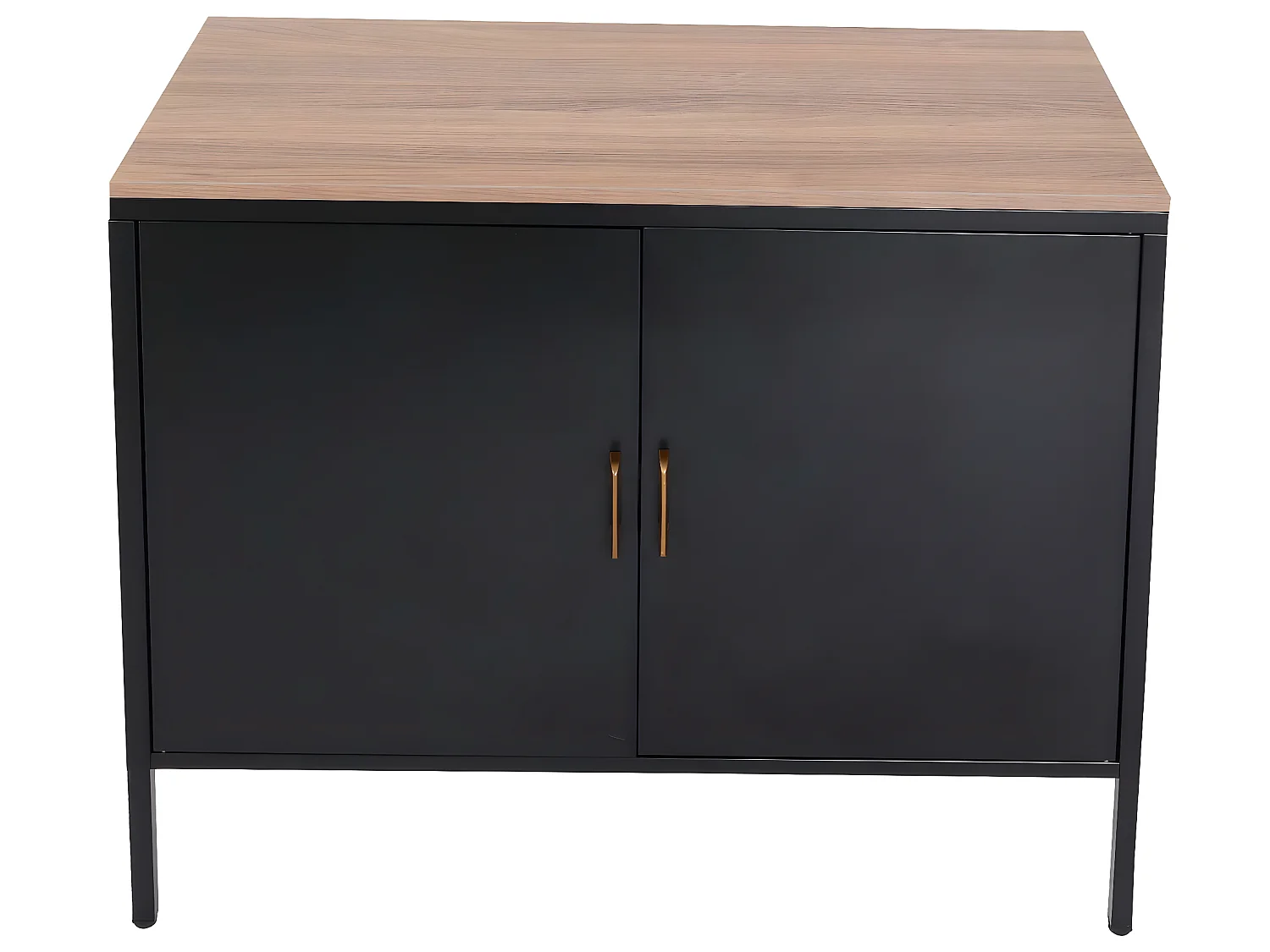 Commode HWC-L84, Armoire Buffet, 2 portes métal 90x90x40cm, mélaminé ~ noir