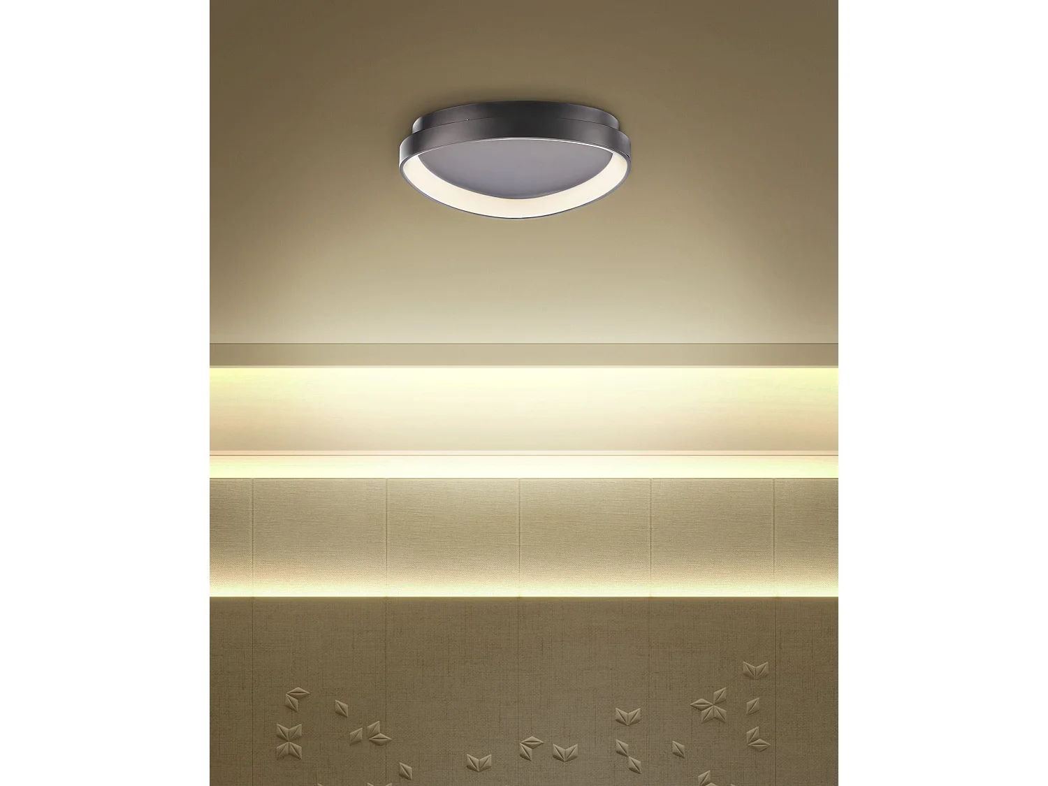 LED Deckenleuchte Metall schwarz flach dreieckig warmweißes Licht Modern Nanding