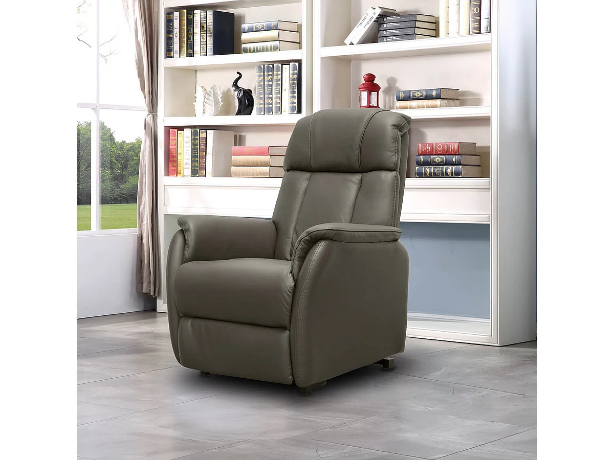 TAMISE - Fauteuil Relax et Releveur Electrique Cuir Taupe