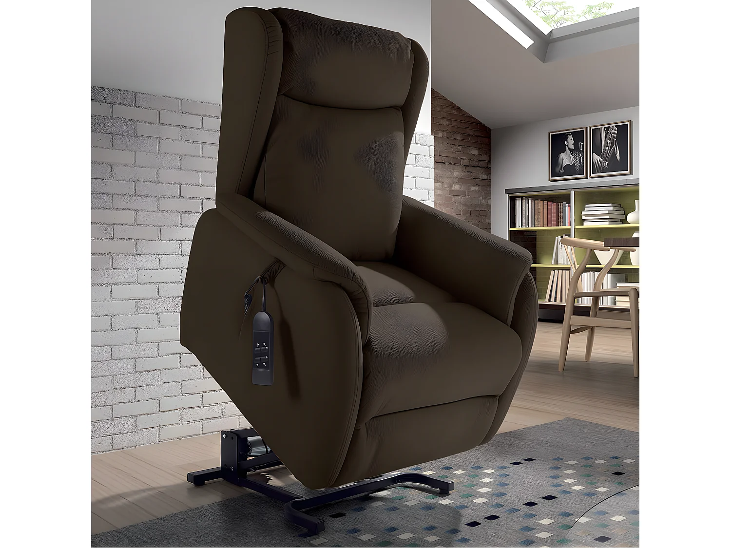 ZAMORA - Fauteuil Releveur Tissu Coloris Marron