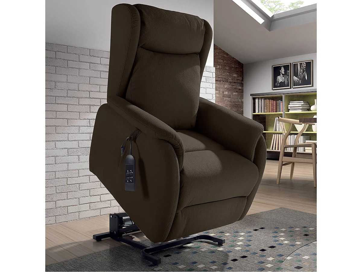 ZAMORA - Fauteuil Releveur Tissu Coloris Marron