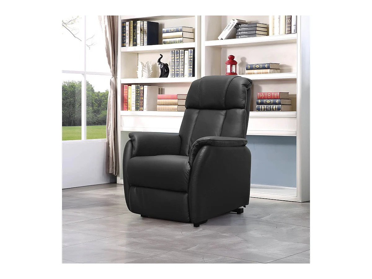 TAMISE - Fauteuil Relax et Releveur Electrique Cuir Noir