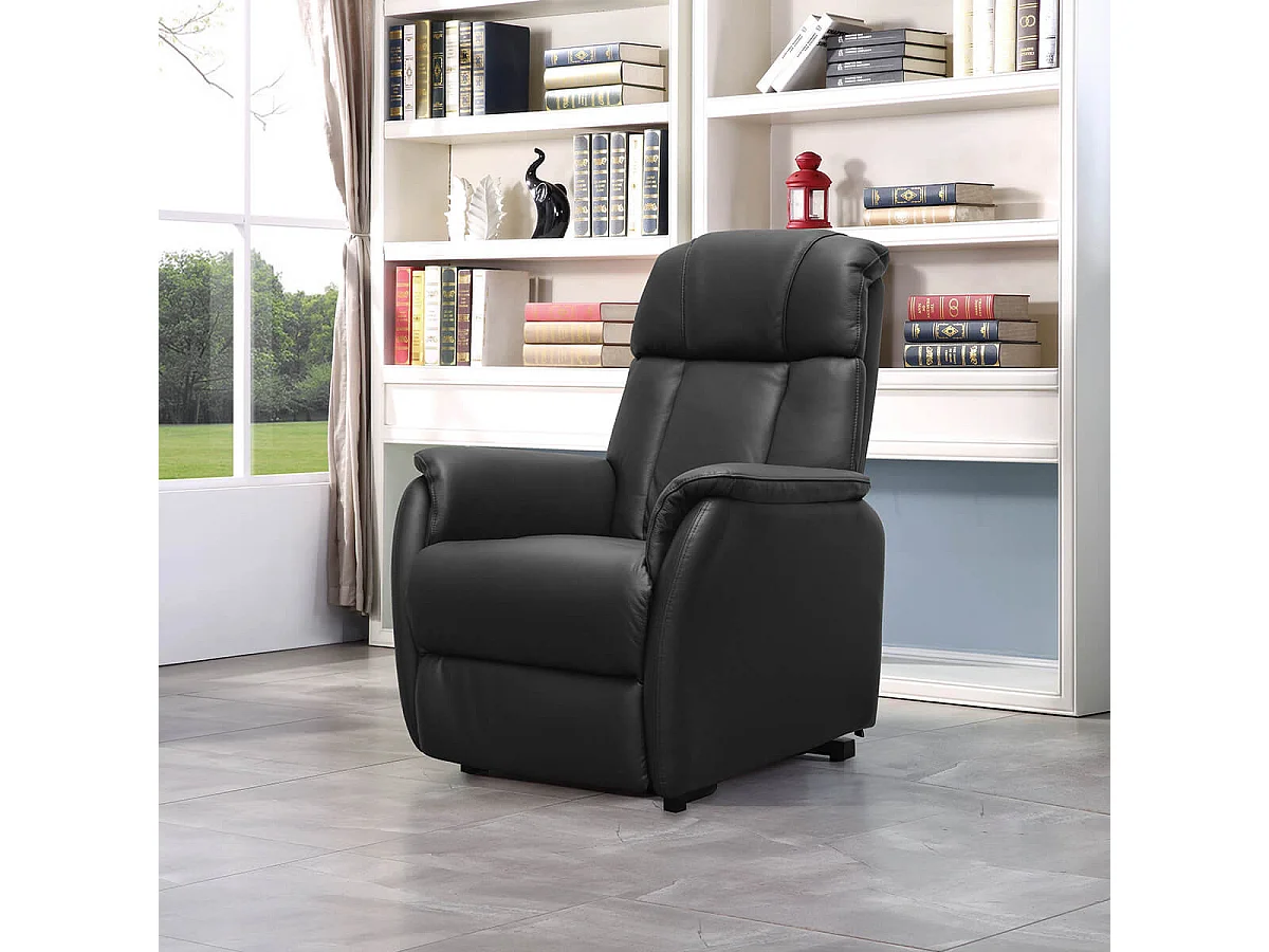 TAMISE - Fauteuil Relax et Releveur Electrique Cuir Noir
