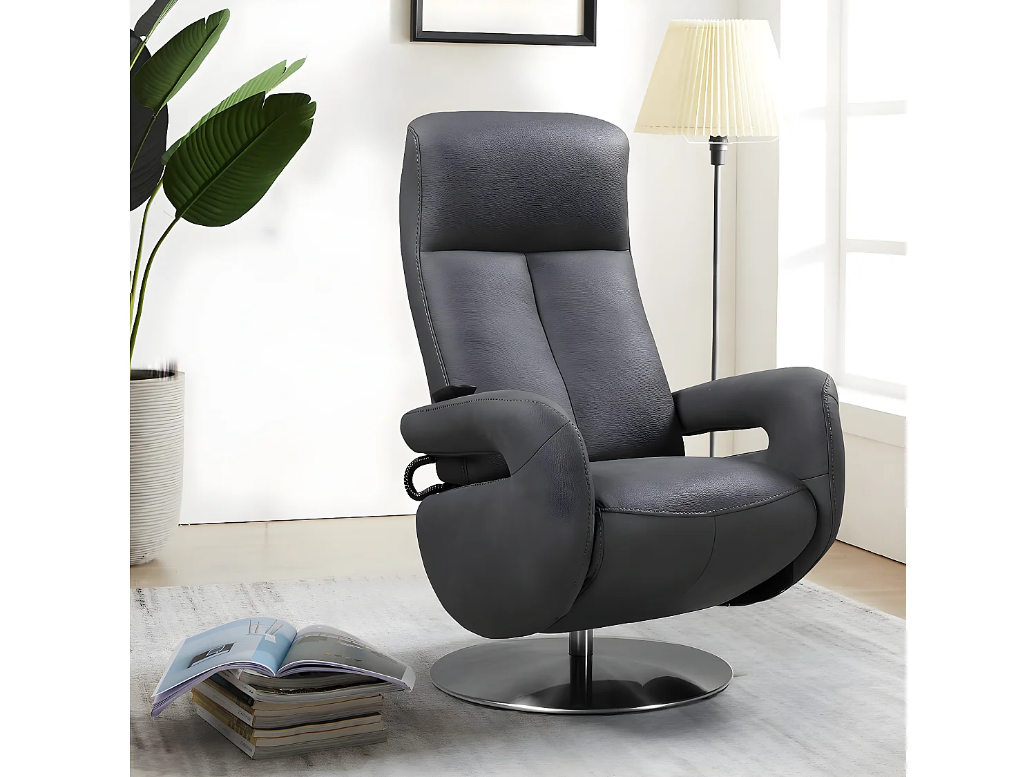 ROSARIO - Fauteuil Relax Electrique Tissu Gris Foncé