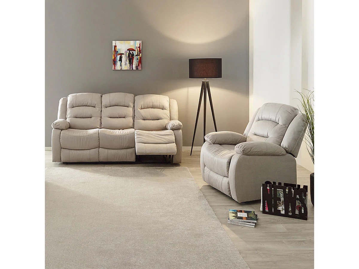 JANS - Fauteuil Relax Manuel Tissu Beige