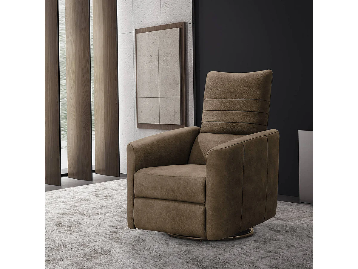 ERBA - Fauteuil Relax Manuel PushBack Tissu Marron Grisé