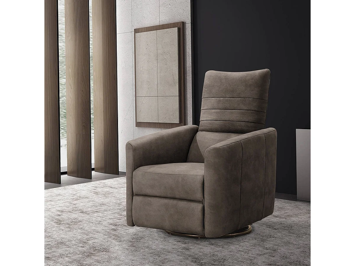 ERBA - Fauteuil Relax Manuel PushBack Tissu Taupe marbré