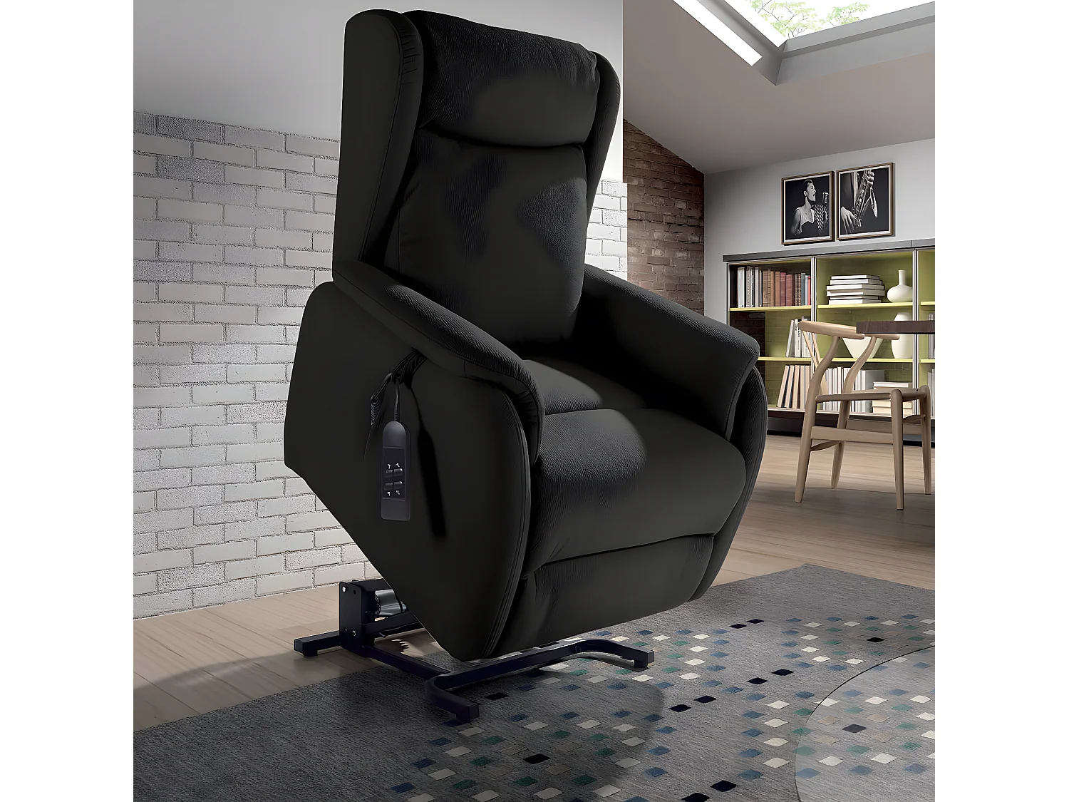 ZAMORA - Fauteuil Releveur Tissu Gris Foncé