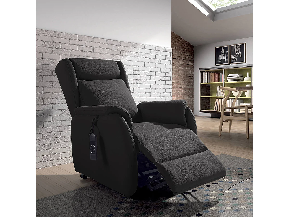 ZAMORA - Fauteuil Releveur Tissu Gris Foncé
