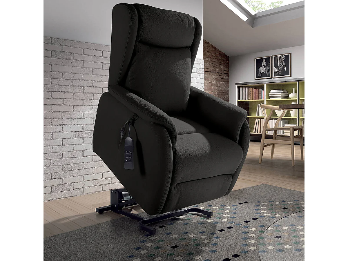 ZAMORA - Fauteuil Releveur Tissu Gris Foncé