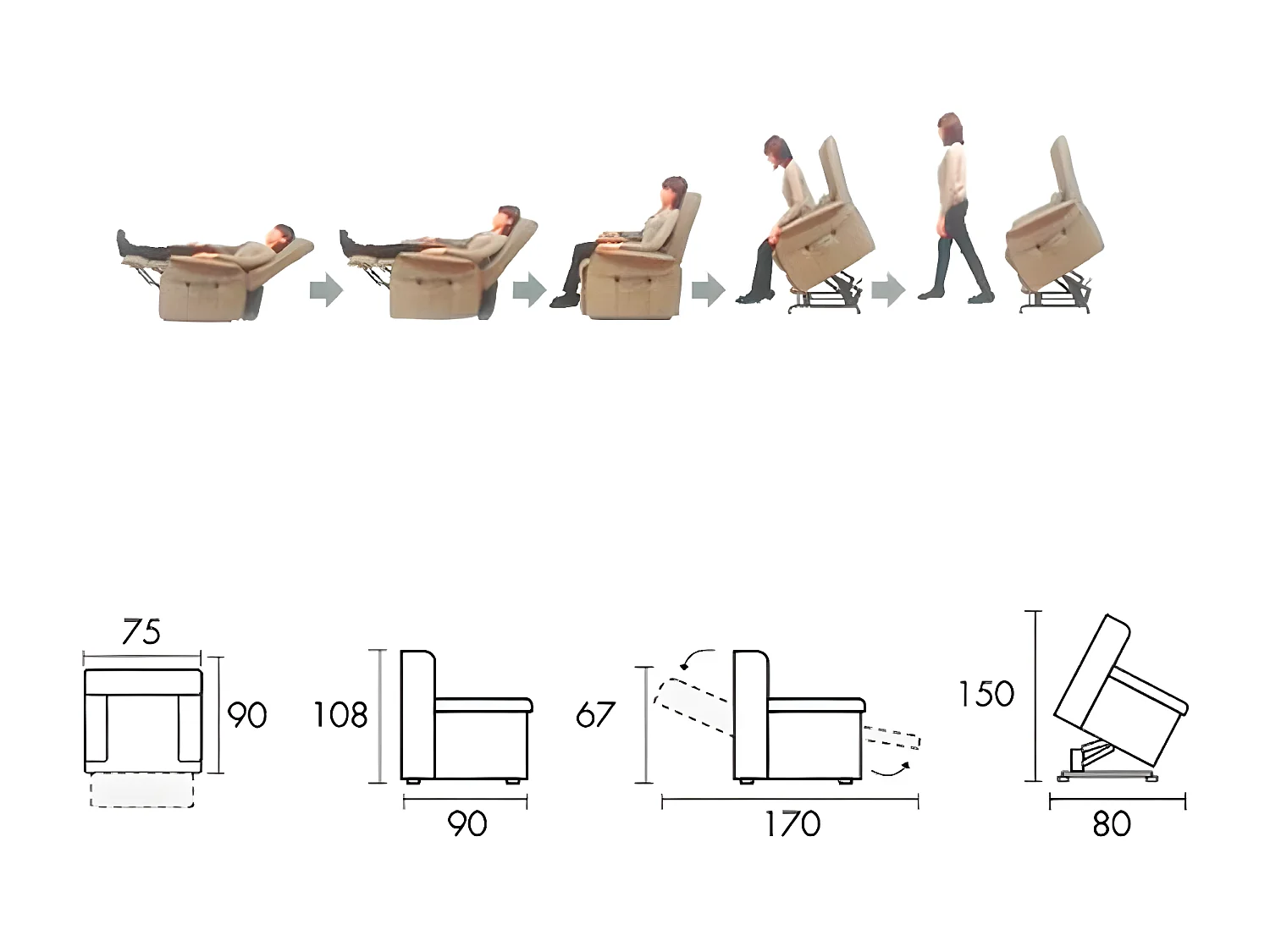 ZAMORA - Fauteuil Releveur Beige