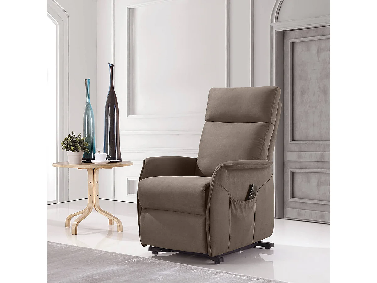 LISSONE - Fauteuil Relax et Releveur Electrique Tissu Taupe