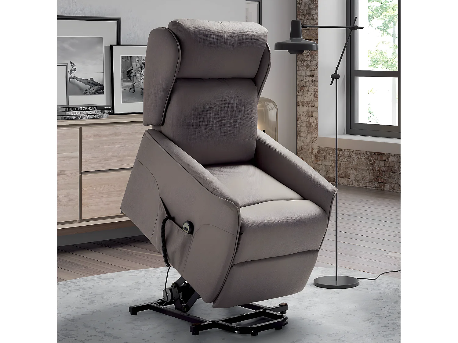TABAGON - Fauteuil Relax et Releveur Gris
