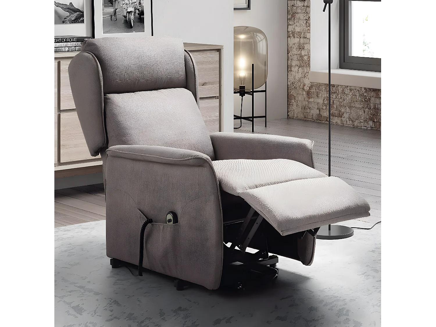 TABAGON - Fauteuil Relax et Releveur Gris